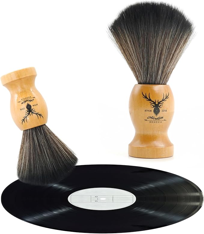 Small Vinyl Record Cleaner with Wooden Handle - Vinyl Record Brush for Anti-Static Cleaning Accessories (Wood Deer)