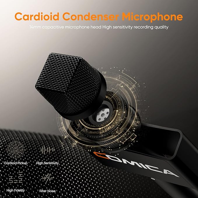 COMICA Revo S Wireless Handheld Microphone, Professional Handheld Interview Mic for iPhone16 15, Android Phones Laptops PC with USB-C Plug, Reporter Mic for Content Creators, Interviews, Reporting