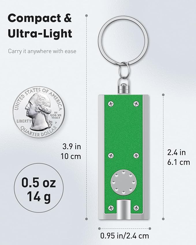 Uniclife 10 Pack LED Keychain Flashlight Mini Square LED Keychain Light 12 Lumen Portable Bright Battery Powered Key Ring Torch for Outdoor Camping Hiking and Emergency Lighting, 5 Colors of Shells
