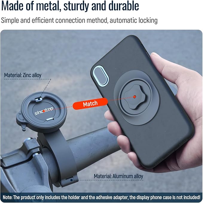 Bike Phone Mount,Motorcycle Phone Holder with Universal Adapter,Out Front Bicycle Handlebar Mount for Mountain Road EBike,Scooter,Moto,MTB,Quick Release Attach/Detach-Black【Series C - 1st Gen】
