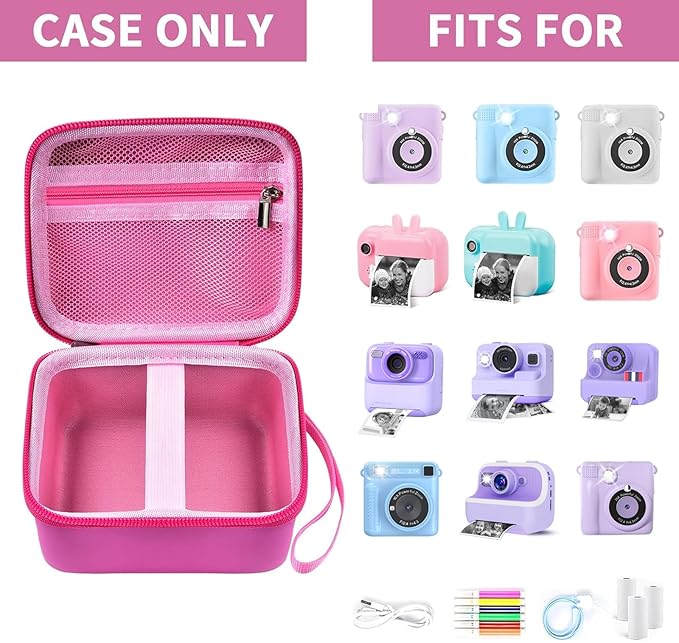 Kids Instant Print Camera Case Compatible with ESOXOFFORE for Dylanto for DUDUDRAGON for GKTZ for ETIKEZ for Dafotil for Careenoah for Aasonida Digital Video Prints Paper Bag (Box Only) Rose Red