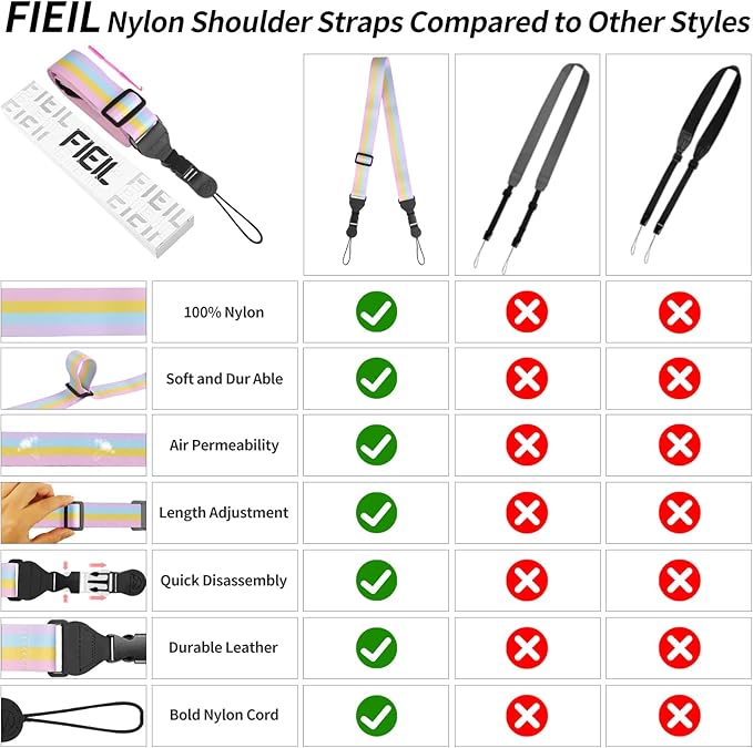 5 Pack Adjustable Shoulder Strap, Nylon Camera Strap, Comfortable Neck Strap for iPad, Cellphone Tablet, Camera, Laptop, Binocular, Luggage Bag (Rainbow Colors Universal Lanyard)