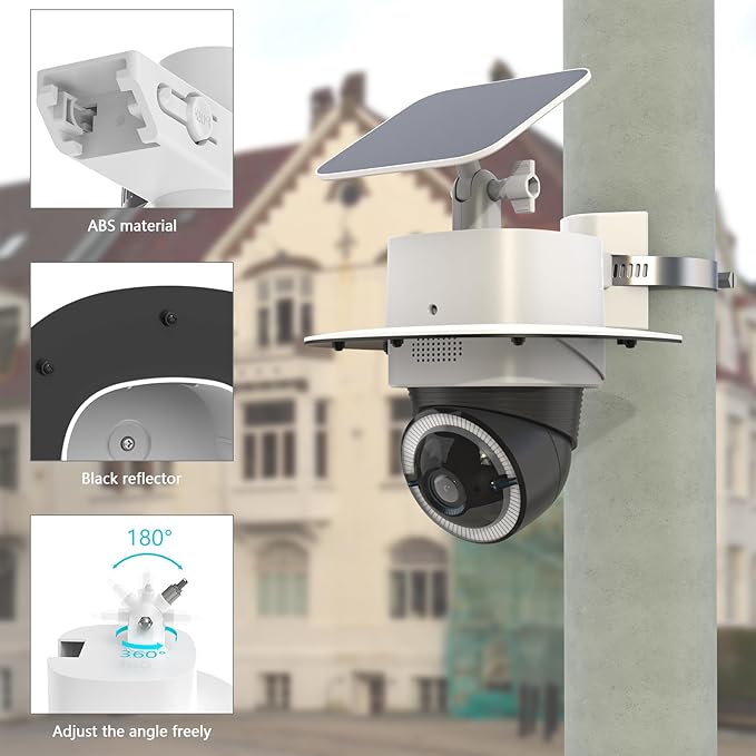 Koroao Pole Mounting Bracket & Outdoor Camera Sun Rain Shade Shield Cover Compatible with eufy Security 4G LTE Cam S330 Camera (Pole Mount)