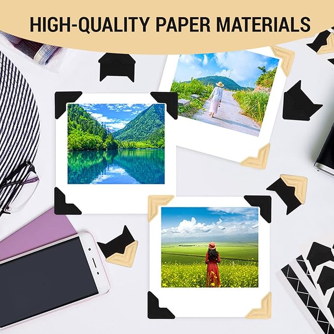 LOGJAM 810 Pcs Photo Corner Stickers, Self Adhesive Picture Corners for DIY Scrapbook Album Journal Memory Books 20 Sheets