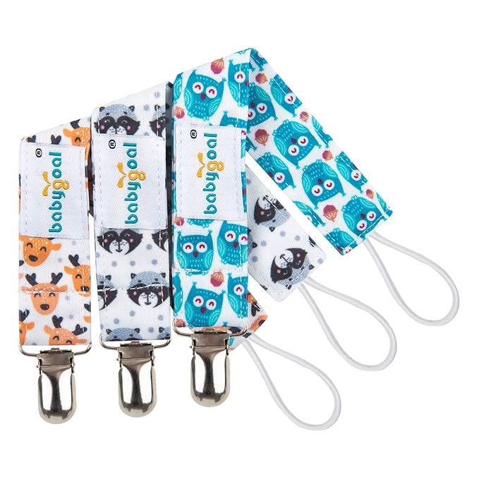 babygoal Baby Animal Pacifier Clips, 6 Pack Pacifier Holder for Boys and Girls Fits Most Pacifiers and Binkies 6MP18