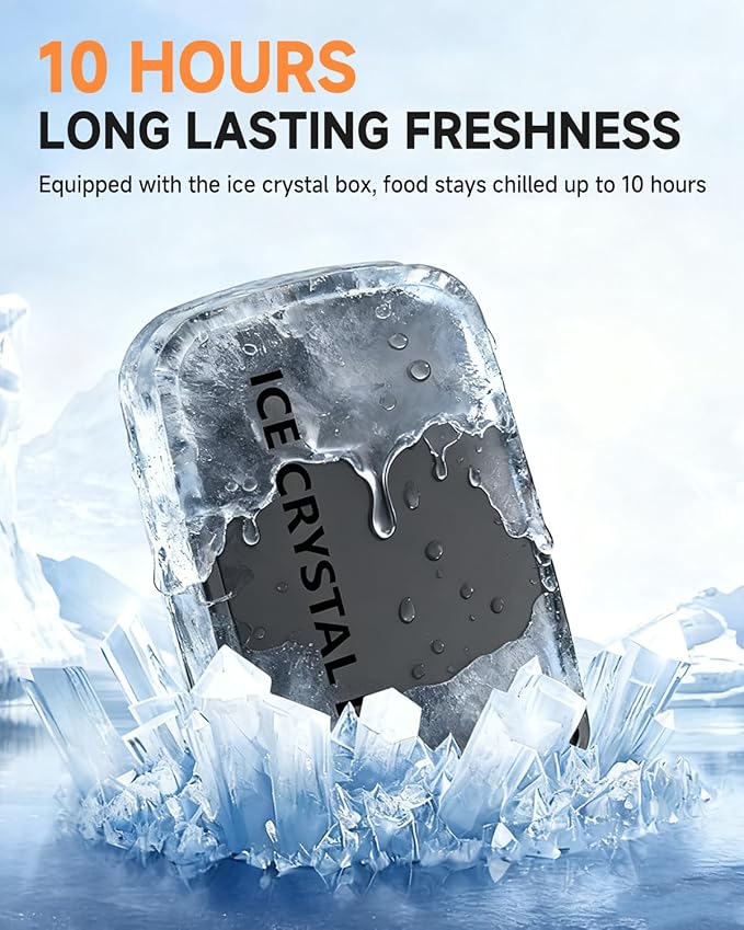 GEARGO 𝟐𝟎𝟐𝟔 𝐔𝐩𝐠𝐫𝐚𝐝𝐞𝐝 Cordless Electric Lunch Box, 1.6L & 24000mAh Rechargeable Heated Lunch Box with Ice Crystal Box, 24 Hours Scheduled Self Heating Lunchbox For Work Men Women(Blue)