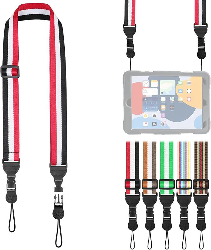 Adjustable Shoulder Strap, Comfortable for Camera Neck Lanyard iPad Strap iPad Strap for iPad, Camera, Binocular, Crossbody, Tablet, Laptop, Binocular, Luggage Bag(Red, White & Black A70)