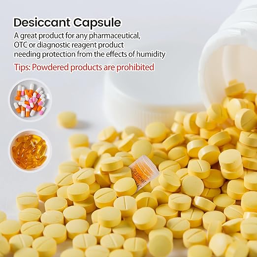 1 Gram 100 Packs Desiccant Canister, Silica Gel Clear Capsules, Orange to White Indicating Desiccant Capsules, Food Safe Moisture Absorbers for Storage