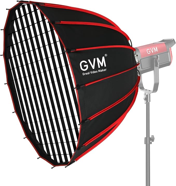 GVM Softbox Parabolic Soft Light Bowens Mount，36"/90cm Quick Release Parabolic Deep Softbox & Honeycomb Grid Compatible with Other Bowens Mount Light for Recording, Portraits
