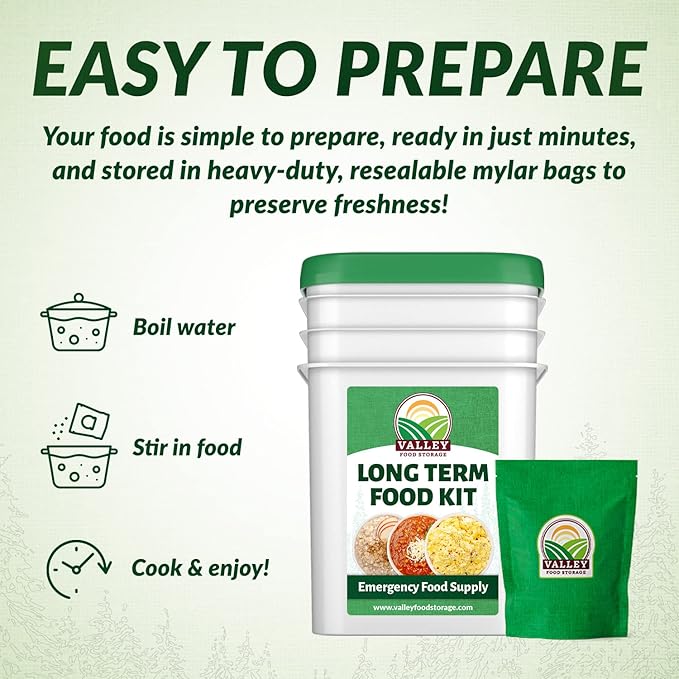 Long Term Food Supply Kit | 75g+ Daily Protein & 1,800+ Calories Per Day | Premium Survival Food 25 Year Shelf Life | Prepper Supplies Freeze Dried Meals