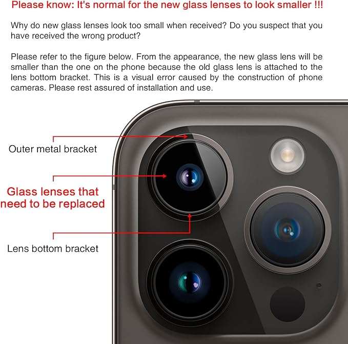 ASDAWN Back Camera Lens Glass Replacement for iPhone 13 Pro and 13 Pro Max, Rear Lens Glass Replacement kit with Pre-Installed Adhesive + Installation Manual + Repair Tool Kit