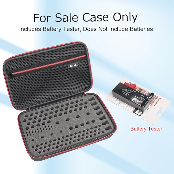 RLSOCO Battery Organizer Storage Case Holder Stores Up to 120+ Batteries: AA AAA C D 9V BT-168 and More. (Note: Include a battery tester, Not include any batteries)
