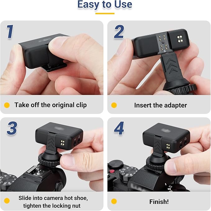 JJC Cold Shoe Mount Adapter for DJI Mic with 1/4" Screw, Durable ABS Camera Adapter for DJI Mic on Canon Nikon Sony Cameras for Vlogging Video Recording