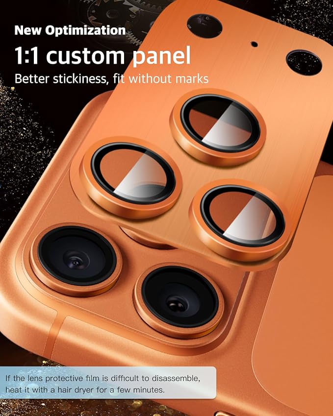 Camera Lens Protector for iPhone 17 Pro Max,Metal Frame Tempered Glass - Anti-Break,Strong Adsorption,Case-Friendly-Cosmic Orange