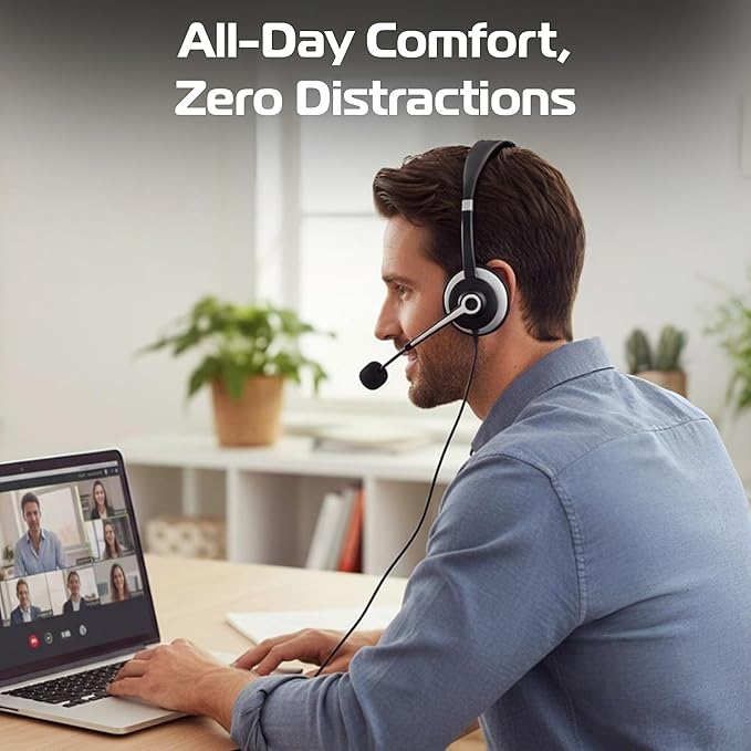 Spracht USB Wired Headphones for Work, WorkIT! Single Ear Computer Headset with Microphone, USB A & USB C Head Sets, Comfortable Wired Headphones with Microphone for Work, Online, Office