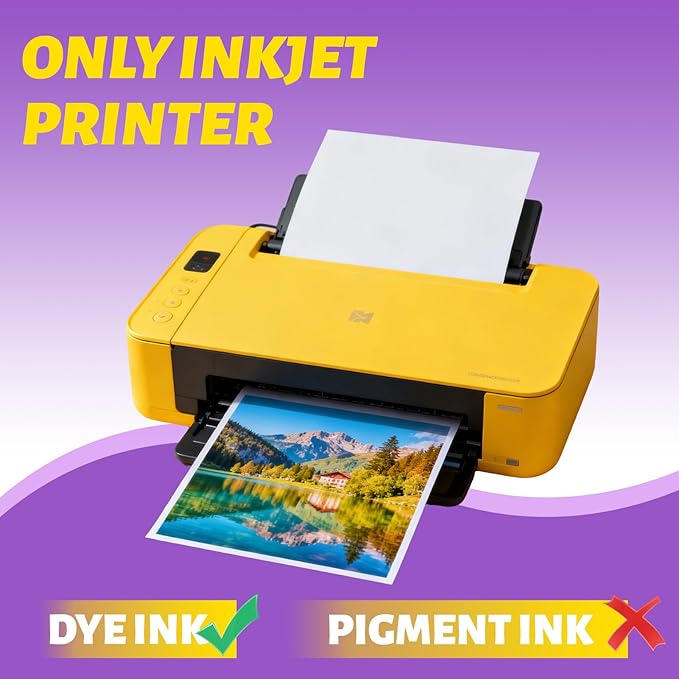 Uinkit Bright White Single Sided Glossy Photo Paper - 8.5x11 Letter Size 180gsm (48lb), 200 Sheets Bulk Pack Instant Dry Dye Inkjet Paper, Smudge Resistant Professional Printing Papers Bulk Use