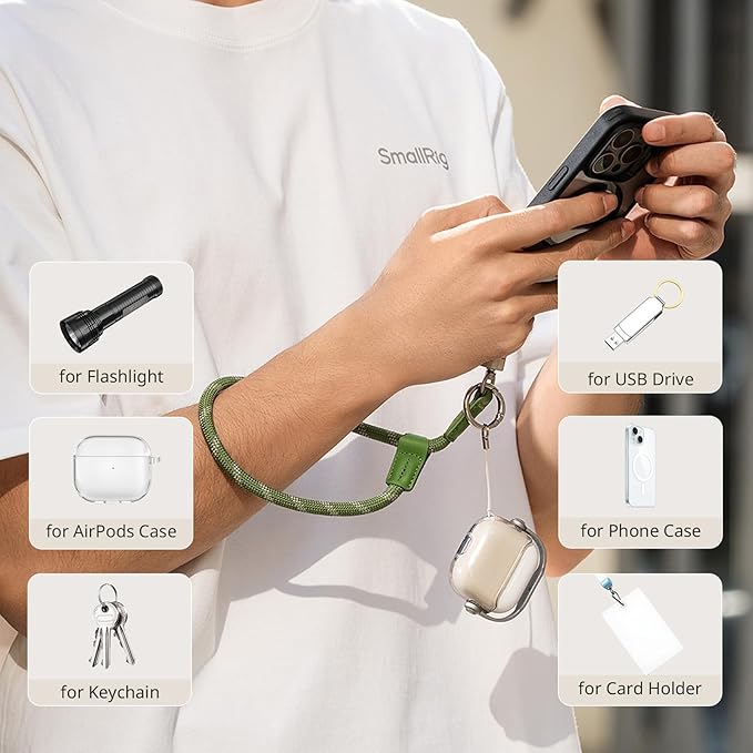 SMALLRIG Adjustable Phone Wrist Strap, 38cm Leather & Nylon Wrist Strap for iPhone, for Samsung
