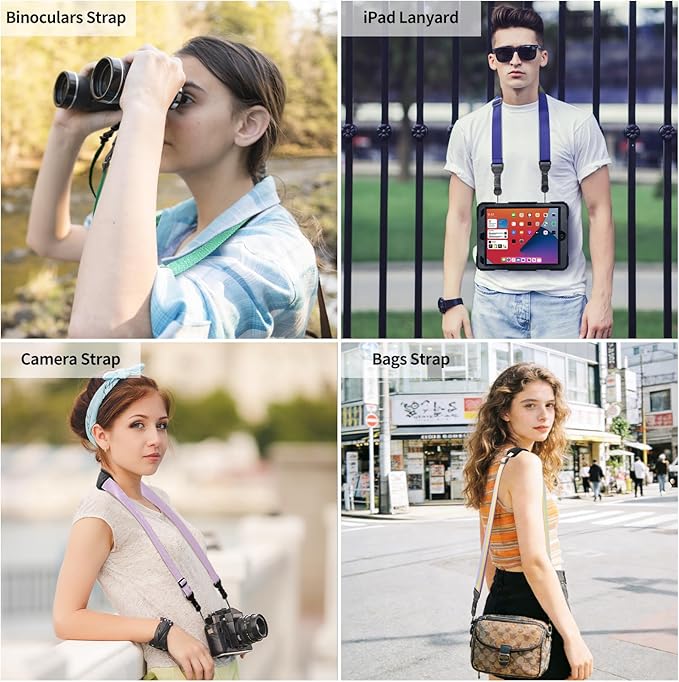 Universal Shoulder Strap, Sandwich Mesh Padded Neck Lanyard, Replacement Comfortable Bag Strap for Camera, Cellphone Tablet,iPad, Laptop, Luggage Bag, Binocular(Purple)