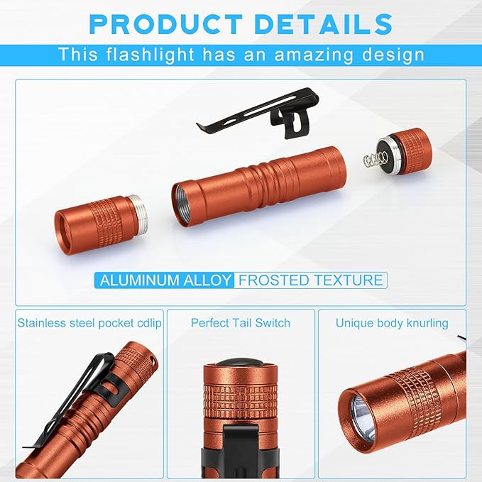 Hortsun 20 Pcs Mini Pen Light Flashlights Christmas Gifts for Men Pocket Flashlights Pen with Clip Small LED Handheld Slim Torches Without Battery(3.54 Inch,Black, Brown, Green, Red, Blue)