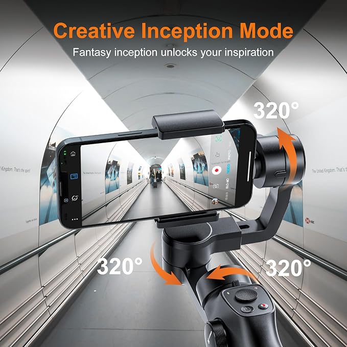 FUNSNAP Gimbal Stabilizer for iPhone, Phone Gimbal w/Focus Wheel Face Tracking for 16 15 Pro Max Android 3-Axis Phone Stabilizer for Video Recording Vlog