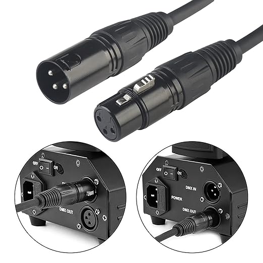 XLR Cables, DMX Cable Male to Female (4Pack), XLR Microphone Cable 10ft/3m Wire Extension Connectors, Light DMX Terminator 3 Pin Connector for Stage Lights DMX Signal Connection