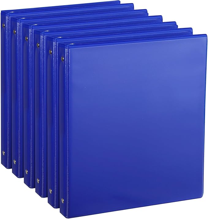 CIXILDTS 0.5-inch Round Ring Binder, Durable 1/2" 3 Ring Binder Fit Letter Size Paper, Blue, 6-Pack