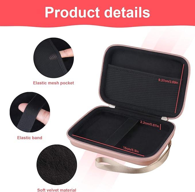 Canboc Carrying Case for MacBook Air Pro Charger MagSafe/MagSafe 2 Power Adapter, iPhone 16/16 Pro MagSafe Charger, USB C Hub, Type C Hub, USB Multiport Adapter, Hard Bag, Rose Gold+Black