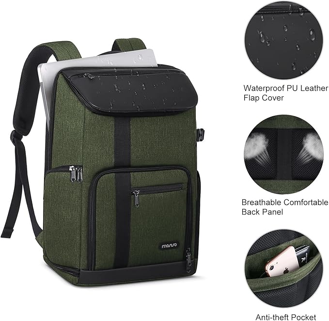 MOSISO Camera Backpack, DSLR/SLR/Mirrorless Large Men/Women Photography Camera Bag Case with 17.3 inch Laptop Compartment&Tripod Holder&Rain Cover Compatible with Canon/Nikon/Fuji/Laptop, Olive Green