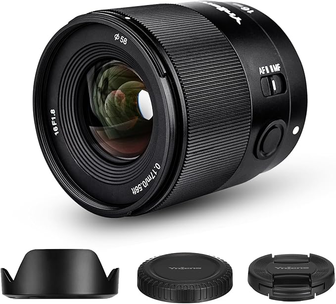 YONGNUO E Mount Lens, APS-C Frame Lenses for Sony E Mount, STM Auto Focus Prime Lens,35mm-50mm f/1.8 Lens for Sony ZV-E1, A1, A7RV, A7RIV, A7RIII, A7RII, A7R, A7IV, A7III, A7SIII, A7II (16mm F1.8)