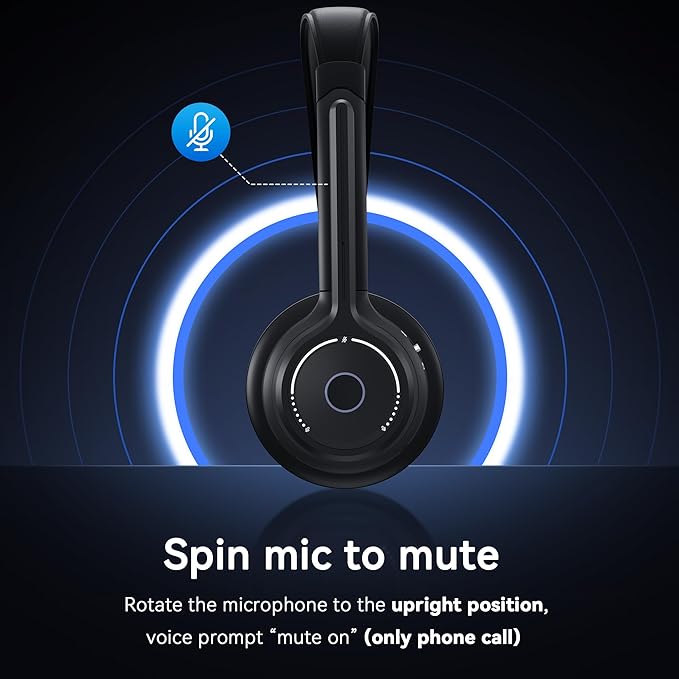 (2026 Upgraded) Wireless Headset with Mic for Work, Bluetooth Headset with Noise Canceling Microphone, Wireless Headphones with Mic and USB Dongle and Mute, Fit for Computer/PC/Teams