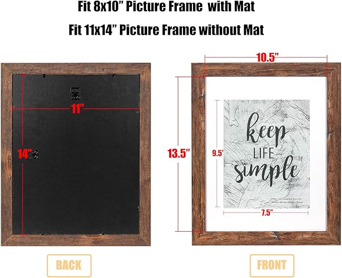 kennethan 11x14 Picture Frame - Rotten Brown, 6 Pcs Set, Displays 8x10 or 11x14 Pictures on Wall