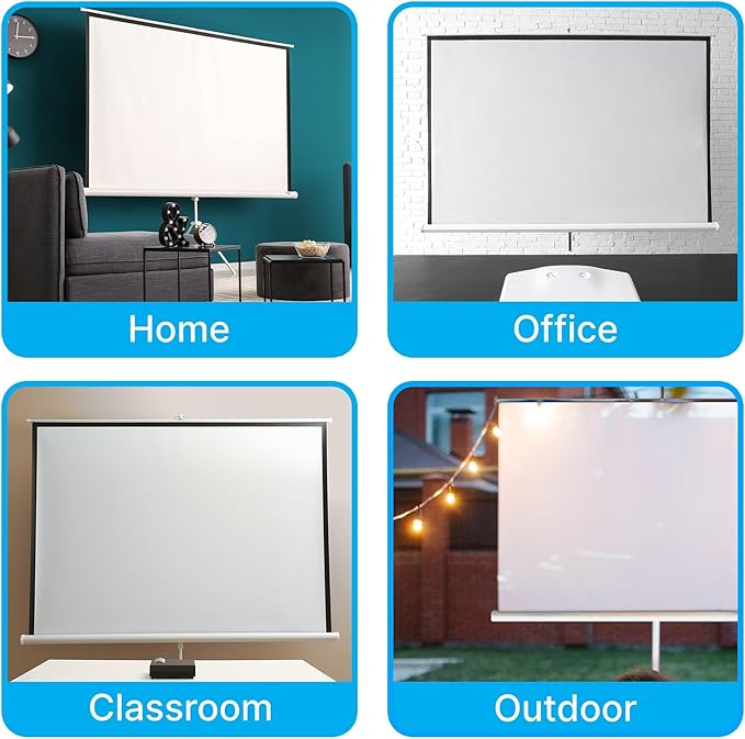Pyle 72 Inch Outdoor Projector Screen with Stand-Portable Fold Out Roll Up Screen with Tripod Stand,White Matte Fabric 4:3 Aspect Ratio 4K HD Quality Black Masking Border,Ideal for Home and Office Use