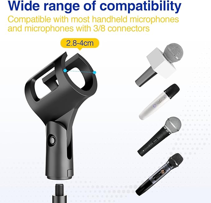 Boom Mic Stand, Microphone Holder Floor with Tablet Phone Support, Heavy Duty Tripod Adjustable Height and Angle 35-65 Inch With Portable Bag for Singing Karaoke Stage