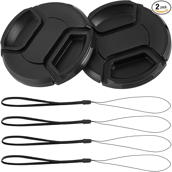 2 Pack 58mm Center Pinch Front Lens Cap Compatible with Canon EOS Rebel T7 T6 T5 T100 4000D T8i T7i T6s T6i T5i T4i T3i T2i T1i SL3 SL2 SL1 XSi XTi with EF-S 18-55mm Kit Lens (58mm)
