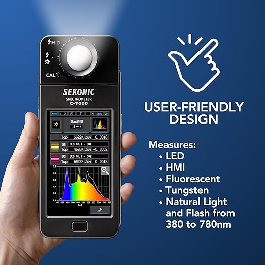 Sekonic C-7000 Spectrometer Spectrum Analyzer Bundle Kit - Portable Handheld Tool for Precision Color Control & Interpretation for Home, Designer's Firm, Engineering Lab & Industrial Use