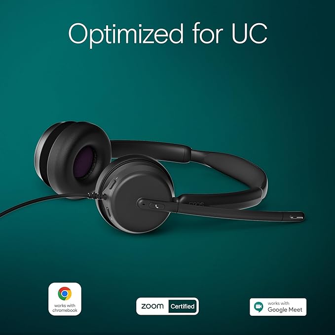 EPOS Impact 460 Binaural On-Ear USB-C and USB-A Wired Headset with Noise-Canceling Mic, Plug-and-Play, Clear Sound, Comfortable Fit, Suitable for Office, Home, and Business Communication