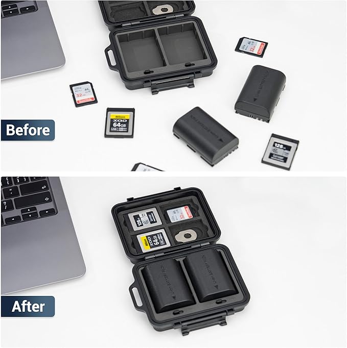 JJC Portable Camera Battery Memory Card Storage Case for 3 SD Card,4 CFexpress Type-B/XQD Cards,2 Camera Batteries,Compact Cameras Battery Holder Box for Nikon EN-EL15 EN-EL14