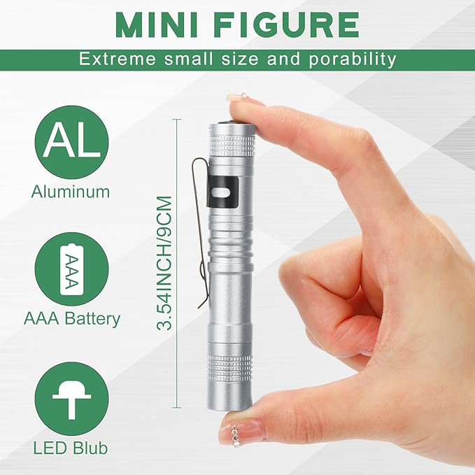 Hortsun 20 Pcs Mini Pen Light Flashlights Christmas Gifts for Men Pocket Flashlights Pen with Clip Small LED Handheld Slim Torches Without Battery(3.54 Inch,Black, Green, Brown, Silver White, Gray)