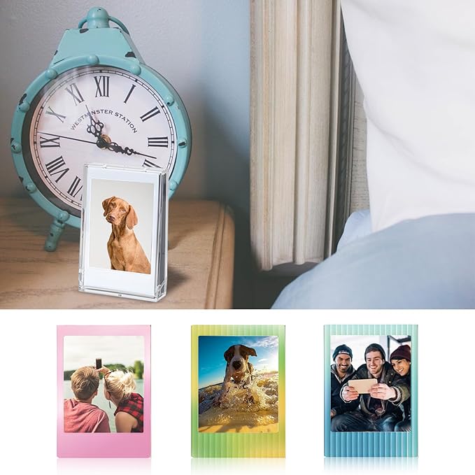 2 Pack 2x3 Mini Photo Case, Picture Holder Storage Box Fits for 3 inch Photo Organizer, Clear Small Film Holder with 5 Sheet Cute Sticker, Photo Protective Case with Wrist Lanyard for Travel