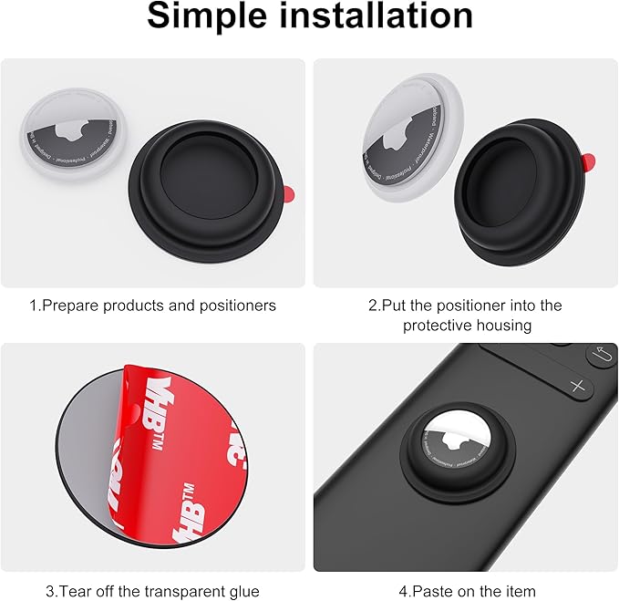 for Airtag Holder, Holder Case for Wallet Bike Tv Remote Car, for Airtag Sticker Stick, Compatible with AirTag 1st & 2nd Generation (2 Black+2 White)