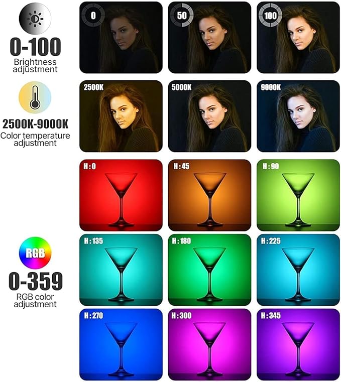 ULANZI VL120 RGB Video Light, Pocket LED On-Camera Video Lights, Built-in 3100mAh Rechargeable Battery, 360 Full Color 20 Light Effects, CRI≥95 2500-9000K LED Panels for Photography Vlogging