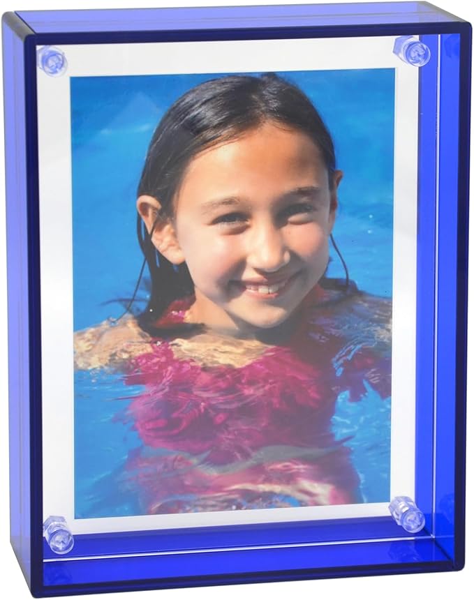Gelite Acrylic 11X14 Picture Frame to Display 11x14 8x10 8.5x11 9x12 Pictures Mat-free Neon Floating Photo Frame for Wall and Tabletop, Navy Blue