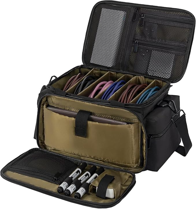 AKOZLIN Cable File Bag with Detachable Dividers for DJ Gear, Sound Instrument Accessories