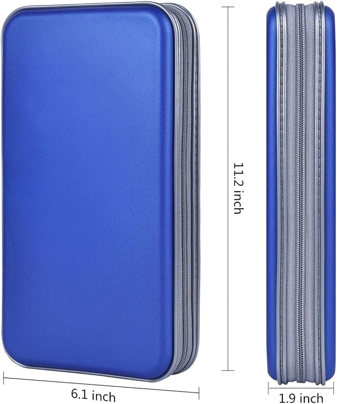 alavisxf xx CD Holder, 72 Capacity CD/DVD Case Holder Portable Wallet Storage Organizer Hard Plastic Protective Storage Holder for Car Travel(72 Capacity, Blue 72)