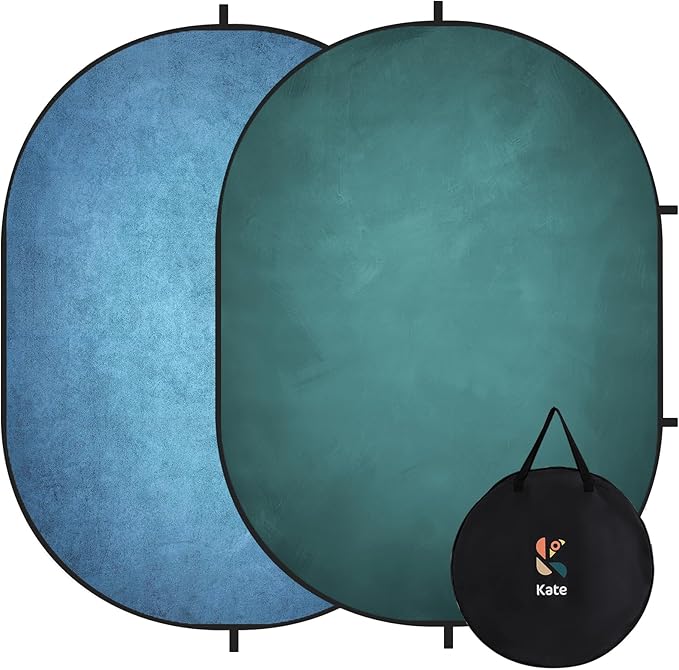 Kate Collapsible Backdrop Pop up Photo Backdrops Foldable Background Portable for Headshot,Portrait Photography,Video,5x6.5ft,Blue/Cyan