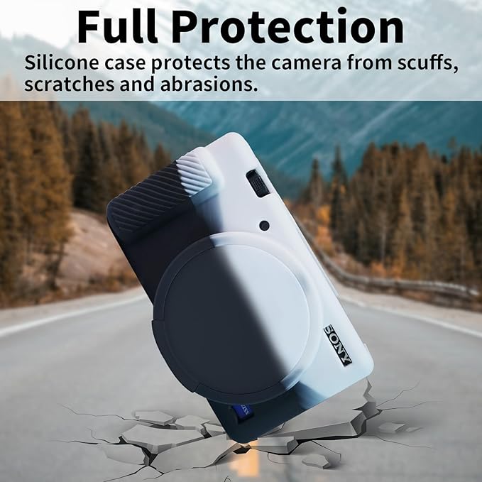 Camera Case for Sony ZV-1, ZV1 Camera Cover Silicone Camera Sleeve Body Skin Protective Case with Removable Lens Cap for Sony ZV 1 Digital Camera, Black&White