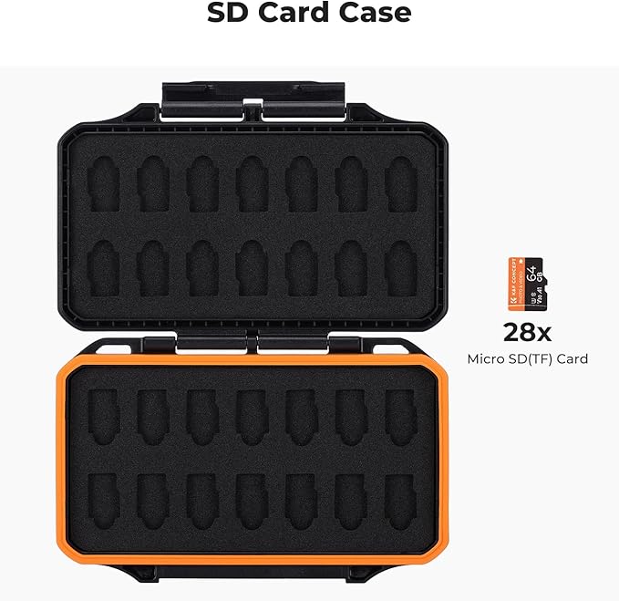 K&F CONCEPT 28 Slot SD Card Case, Water-Resistant Anti-Shock/Dust SD/TF Card Holder/Organizer