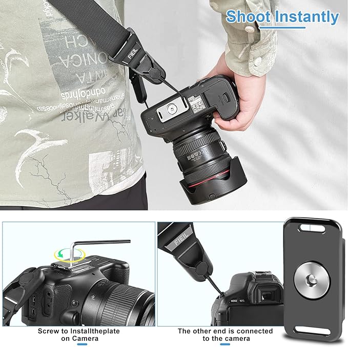 FIEIL Camera Strap with Quick Release Plate, Adjustable Camera Neck Strap, Comfort Camera Sling Strap, Quick Release buckles for/DSLR/SLR/Mirrorless Digital Cameras.