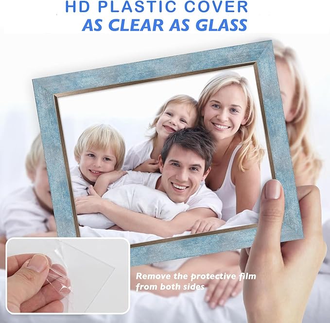 XUANLUO 5x7 Picture Frames Set of 4 Rustic Retro Photo Frame with HD Plastic Cover for Wall Mount and Tabletop Display Family Friends Wedding Gift