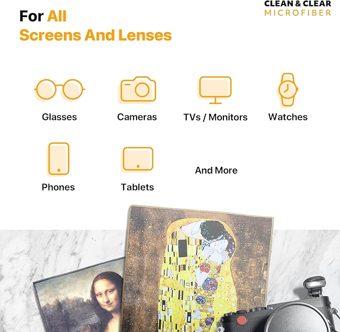Large [6 Pack] Classic Art (Girl with a Pearl Earring) - Ultra Premium Quality Microfiber Cleaning Cloths (Best for Camera Lens, Glasses, Screens, and All Lens.), Microfiber Cloth